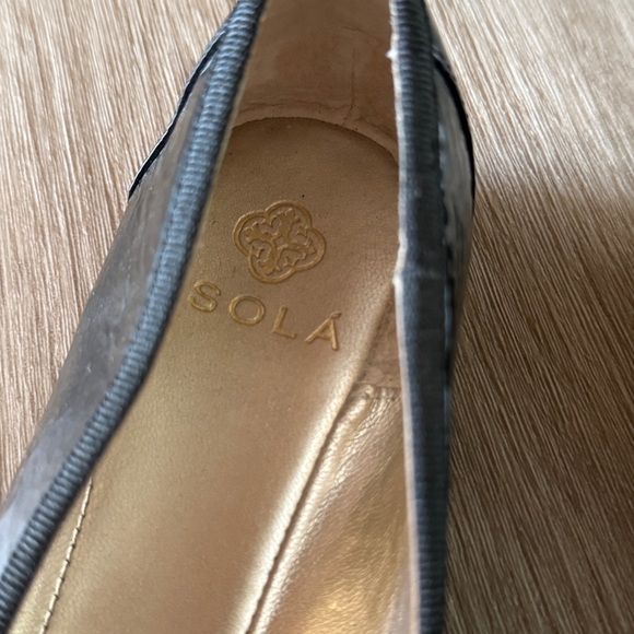 Isola Black Patent Flats with Gold Detail - Picture 5 of 8